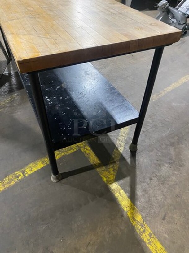 Commercial Butcher Block Table! With Storage Space Underneath! Stainless Steel Body! On Legs! - Image 4 of 7