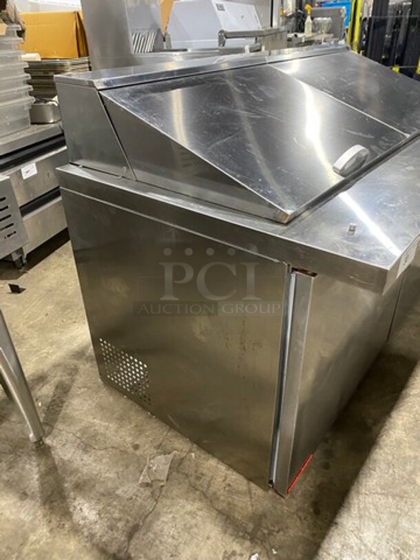 Universal Coolers Commercial Refrigerated Sandwich Prep Table! With 2 Door Underneath Storage Space! Poly Coated Racks! All Stainless Steel! REMOTE COMPRESSOR, NO COMPRESSOR! - Image 2 of 8