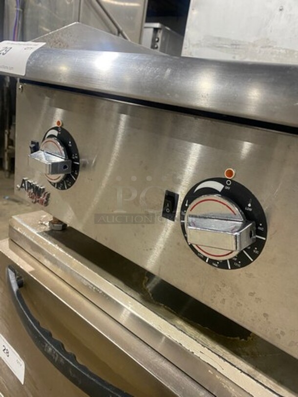 APW Wyott Commercial Countertop Flat Top Griddle! With Back And Side Splashes! All Stainless Steel! On Legs! - Image 6 of 8