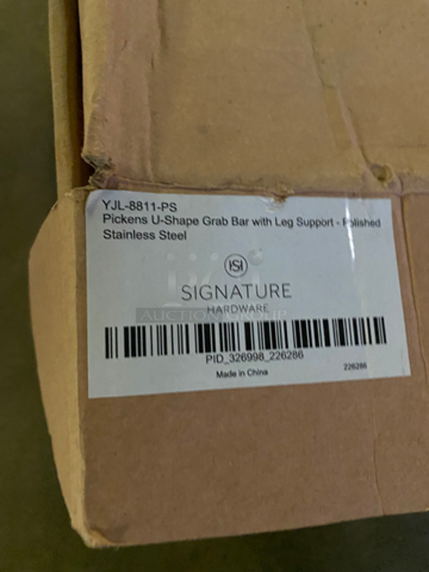 NEW! IN ORIGINAL BOX! U Shaped Grab Bar! With Leg Support! All Stainless Steel! - Image 4 of 4