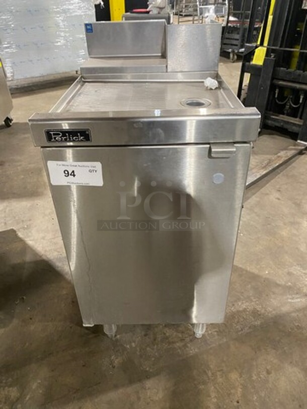 Perlick Under The Counter Drainboard! With Back Splash! With Storage Space Underneath! All Stainless Steel! On Legs! - Image 1 of 7