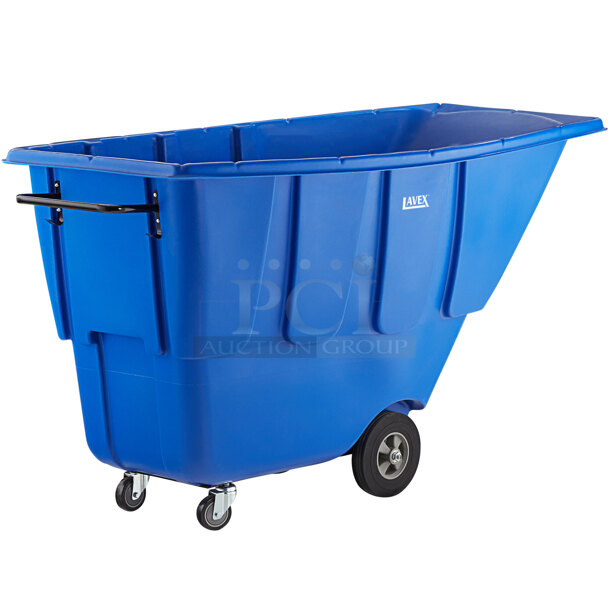 Lavex 1 Cubic Yard Blue Light-Duty Tilt Truck / Trash Cart (850 lb. Capacity). Tub is scratched. 2x Your Bid 72x34x37 - Image 2 of 3