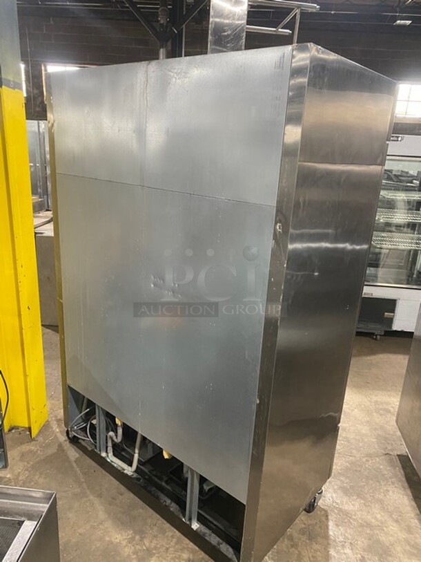 Master Bilt Commercial 2 Door Reach In Refrigerator! With Poly Coated Racks! All Stainless Steel! On Casters! MODEL F49S SN: 15020098 115V 1PH  - Image 4 of 10