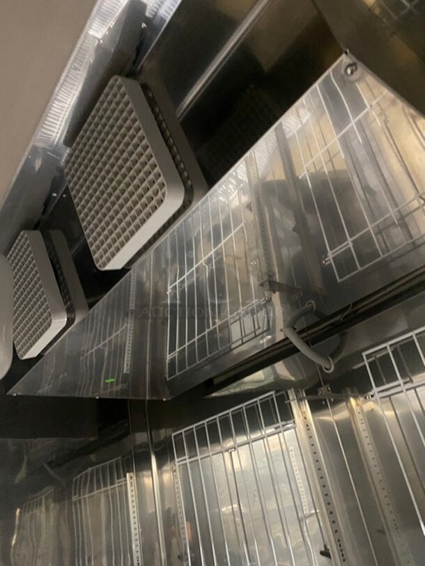 Master Bilt Commercial 2 Door Reach In Refrigerator! With Poly Coated Racks! All Stainless Steel! On Casters! MODEL F49S SN: 15020098 115V 1PH  - Image 6 of 10