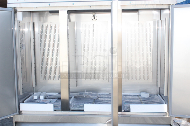 BRAND NEW SCRATCH & DENT! Avantco SS-3R-HC 81 5/16" Stainless Steel Solid Door Reach-In Refrigerator, 115v 7.2Amp 1 Phase. S/N: 561600494 Cord damaged. Working perfect prior to cord being damaged.   - Image 7 of 9
