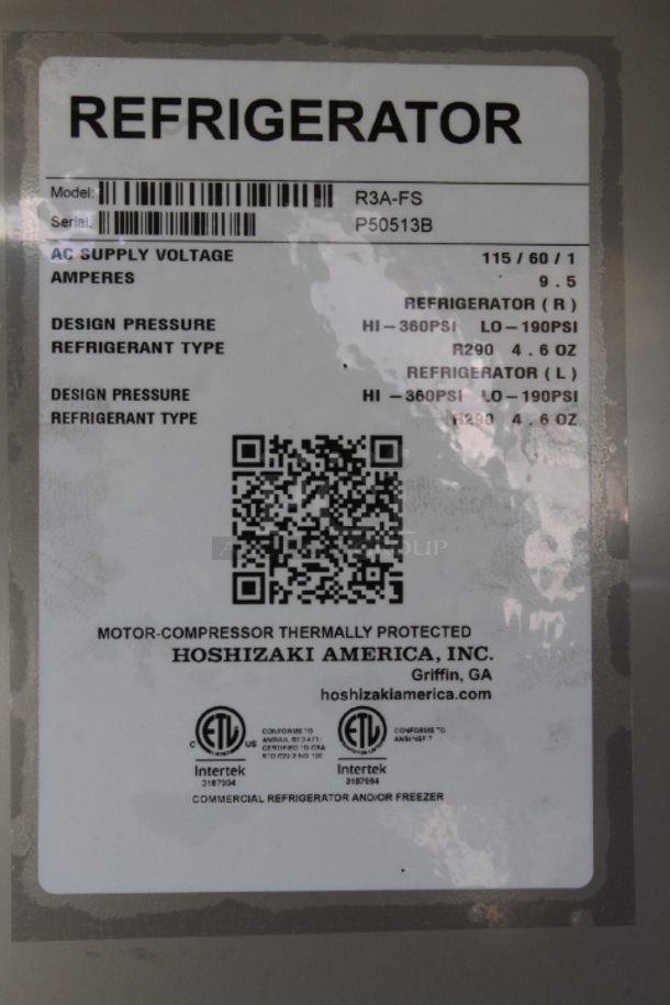 BRAND NEW SCRATCH & DENT! Hoshizaki R3A-FS 82 1/2" Solid Door Reach-In Refrigerator. 115v 82-1/2 x 33-1/2 x 79-1/2. TESTED! WORKING!  - Image 8 of 8