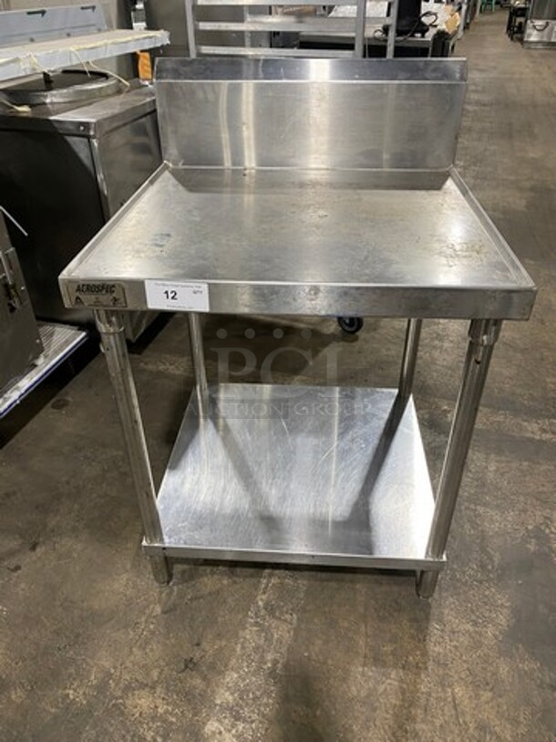 Aero Solid Stainless Steel Work Top/ Prep Table! With Back Splash! With Storage Space Underneath! On Legs! - Image 1 of 7