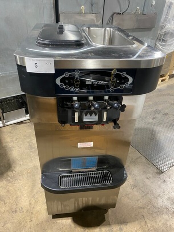 SWEET! Taylor Crown Commercial 3 Handle Ice Cream Machine! All Stainless Steel! On Casters! Model: C72333 SN: M2091746! 208/230V 60HZ 3 Phase! - Item #1101941