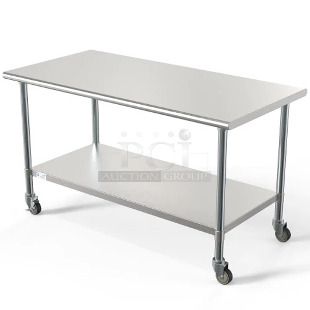 BRAND NEW SCRATCH AND DENT! Koolmore 30" X 60" 18-Gauge 304 Stainless Steel Commercial Work Table With Casters.  - Image 2 of 4