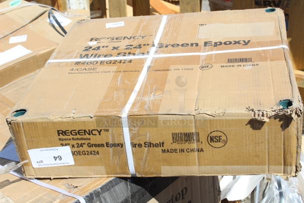 BRAND NEW SCRATCH & DENT! Regency 24" x 24" NSF Green Epoxy Wire Shelf. IN BOX!! 4 In Total.  - Image 3 of 5