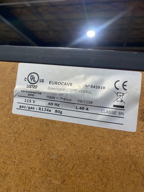 Euro Cave Commercial Single Door Wine Chiller! With Solid Door! With Wooden Racks! - Image 5 of 9