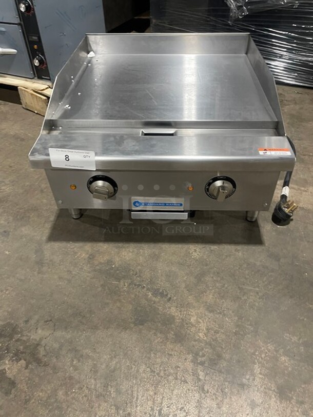 NEW! Scratch-N-Dent! Standard Range 24" Commercial Eletric Powered Countertop Flat Griddle! All Stainless Steel! On Legs! 208/240V 1PH/3PH! Model: SR-EG24 SN: SR2370971! - Image 1 of 8