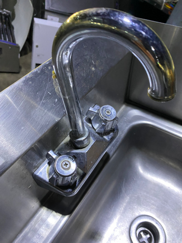Regency Commercial Stainless Steel Hand Sink! With Back And Side Splashes! With Faucet And Handles! - Image 6 of 7