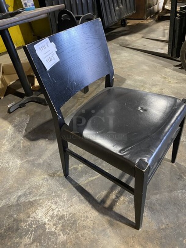 Wooden Style Dinning Chairs With Black Vinyl Seat! 8 X Your Bid! - Image 2 of 7