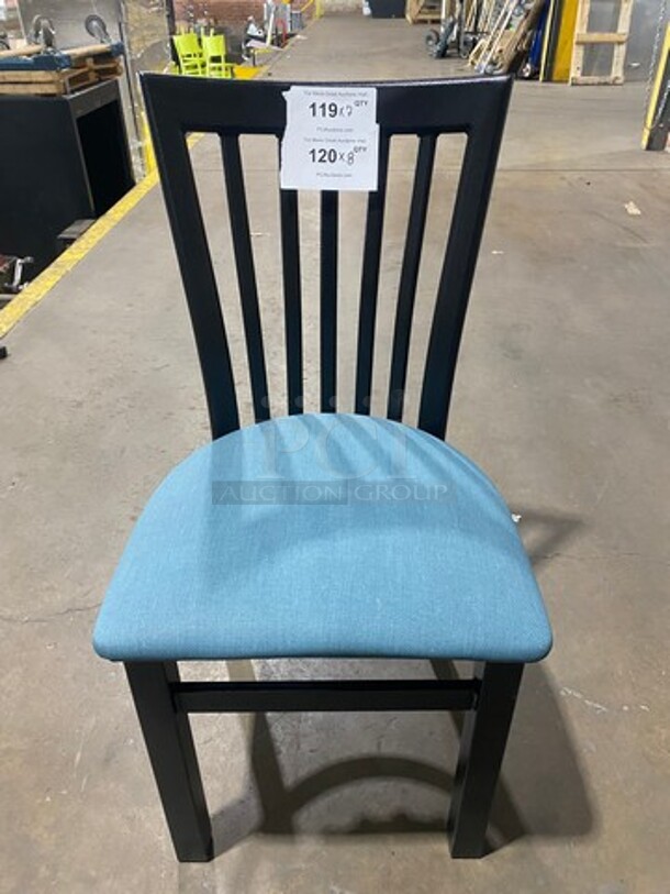 NICE! Light Blue Cushioned Chair! With Black Body! Metal Body! 8x your Bid!