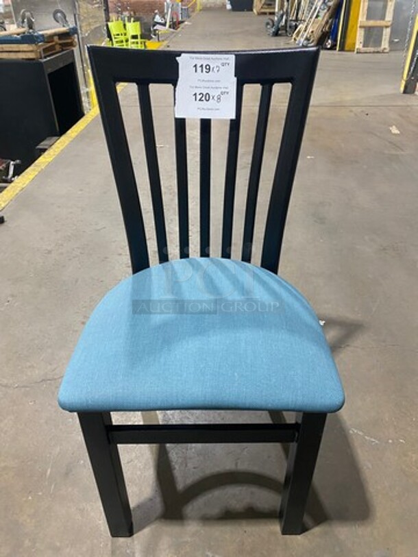 NICE! Light Blue Cushioned Chair! With Black Body! Metal Body! 8x your Bid! - Image 1 of 6