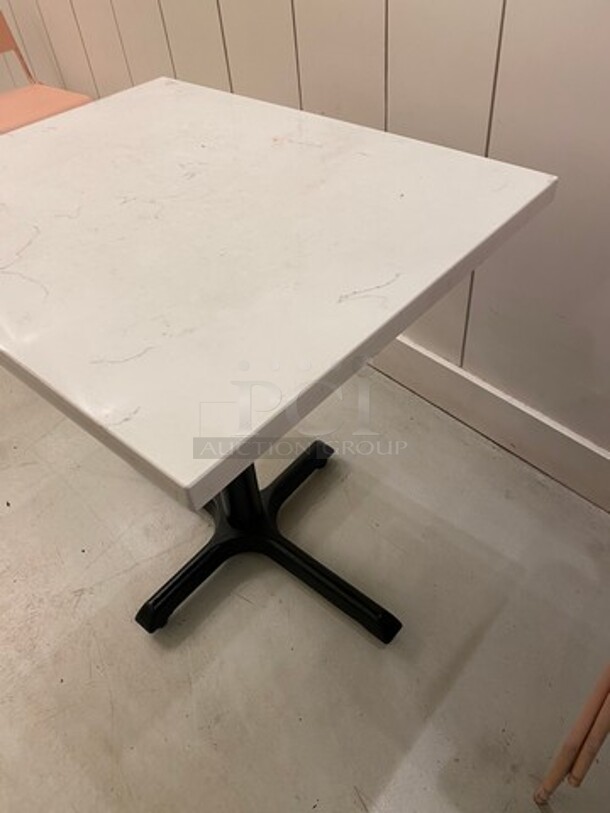 NICE! Marble Pattern Top Square Table! With Black Metal Base! 2x Your Bid! - Image 3 of 6