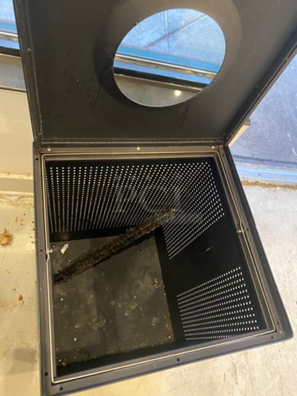 Black Metal Recycle And Trash Can Shell! With Trash Deposit Hole! Hinged Top Door Access! 2x Your Bid! - Image 5 of 5