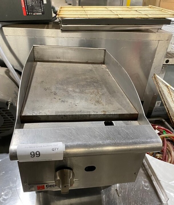 Cecilware Pro Commercial Countertop Gas Powered Flat Top Griddle! With Back And Side Splashes! All Stainless Steel! On Legs!