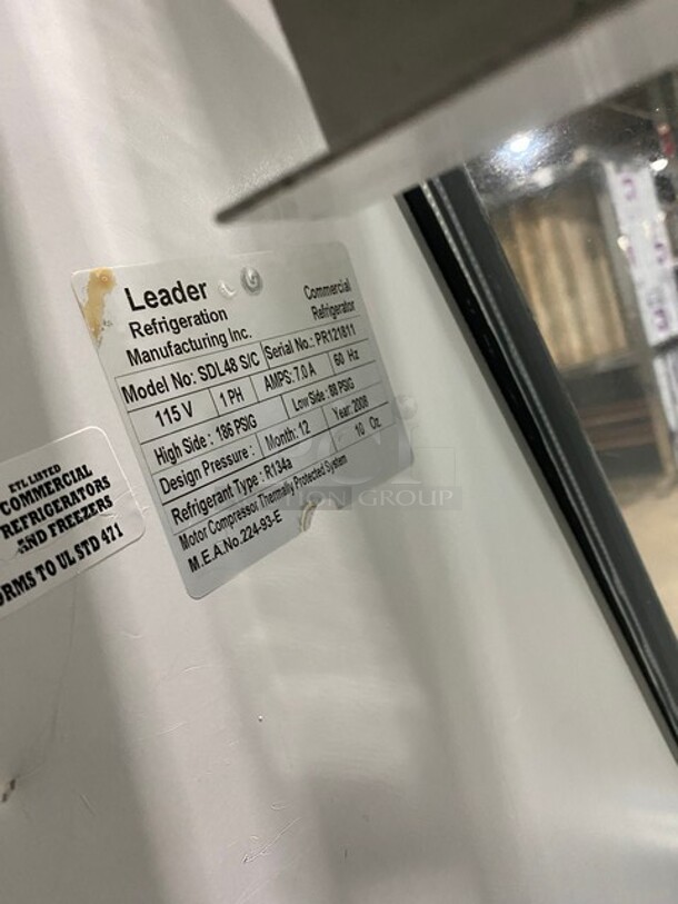 2008 Leader Commercial Refrigerated Deli Case! With Slanted Front Glass! With Sliding Rear Access Doors! MODEL SDL48SC SN:PR121811 115V 1PH - Image 6 of 8