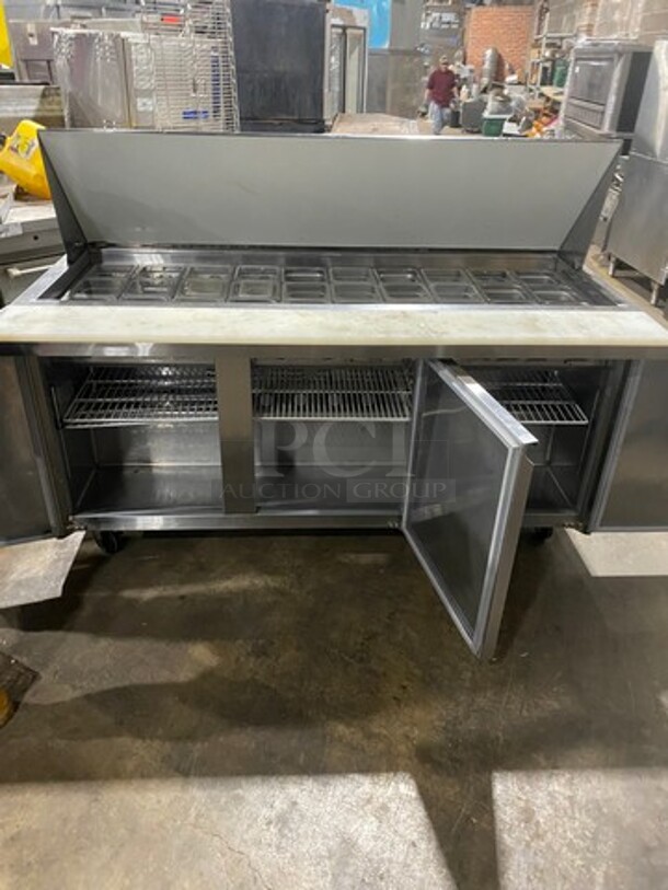 Avantco Commercial Refrigerated Sandwich Prep Table! With 3 Door Underneath Storage Space! Poly Coated Racks! All Stainless Steel! On Casters! Model: 178SSPT71MHC 115V - Image 5 of 9