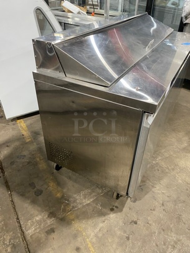 EQ Kitchen Line Commercial Refrigerated Sandwich Prep Table! With 3 Door Storage Space Underneath! Poly Coated Racks! All Stainless Steel! On Casters! Model: SCL3 SN: 6455423716101406 115V - Image 2 of 9