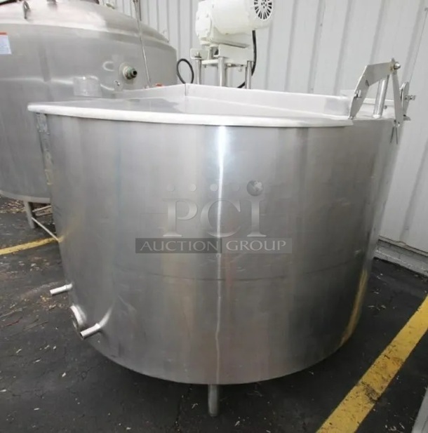 Chester-Jensen Batch Stainless Steel Commercial Floor Style 500 Gallon Jacketed Mix Tank w/ Hinge Lid. - Image 2 of 12