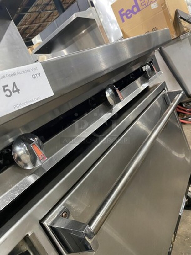 Jade Range Commercial Natural Gas Powered French Top/ Hot Plate Stove! With Raised Back Splash With Double Overhead Shelf! With Oven Underneath! All Stainless Steel! On Casters! - Image 10 of 12