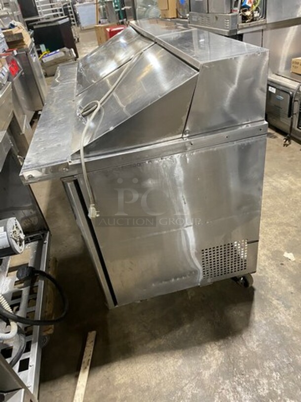 Turbo Air Commercial Refrigerated Mega Top Sandwich Prep Table! With 3 Door Storage Space Underneath! Poly Coated Racks! All Stainless Steel! On Casters! Model: MST7230 115V 60HZ 1 Phase - Image 4 of 9
