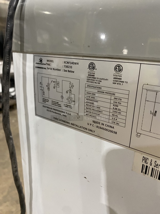 Kelvinator Commercial  Ice Cream Dipping/Display Freezer! MODEL: KCNF140WH SN:33170 115V! Working When Removed! ON Casters! - Image 6 of 7