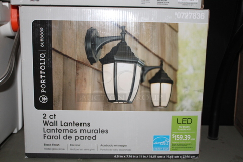 Portfolio 2ct Wall Lanterns, 1-Light 11.22-in Sandy Black Integrated Outdoor Wall Light ENERGY STAR. 2x Your Bid