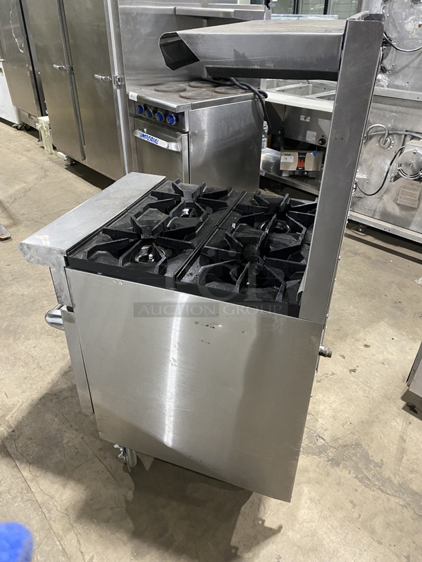 American Range AR-4 Stainless Steel Commercial Natural Gas Powered 4 burner Ranger W/ Oven and Back Splash! On Casters!  - Image 3 of 9