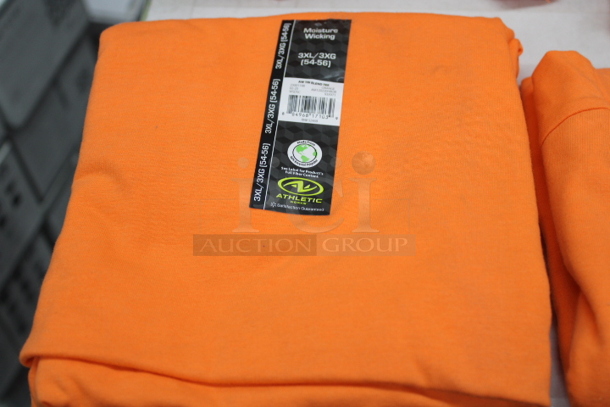 ALL ONE MONEY!! (10) Blaze Orange Hat / Vest Combo Your Bid, (2) Orange Hats, Stack of 17 Orange Athletic Shirts [Sizes: 8 2XL, 6 L, 1 M, 1 3XL]
 - Image 9 of 9