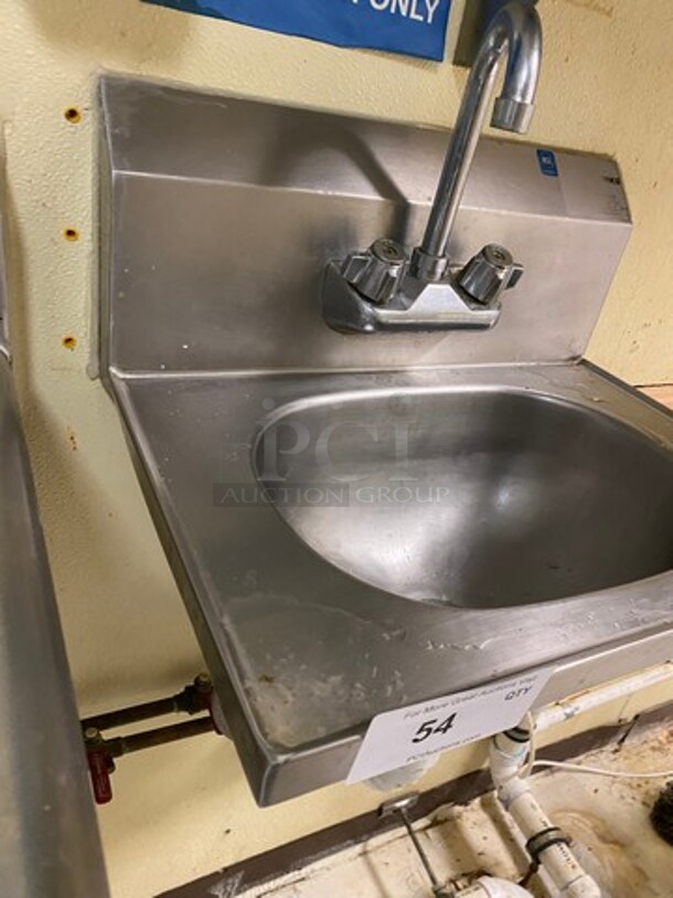 Commercial Stainless Steel Hand Sink! With Back Splash! With Faucet And Handles! - Image 2 of 7