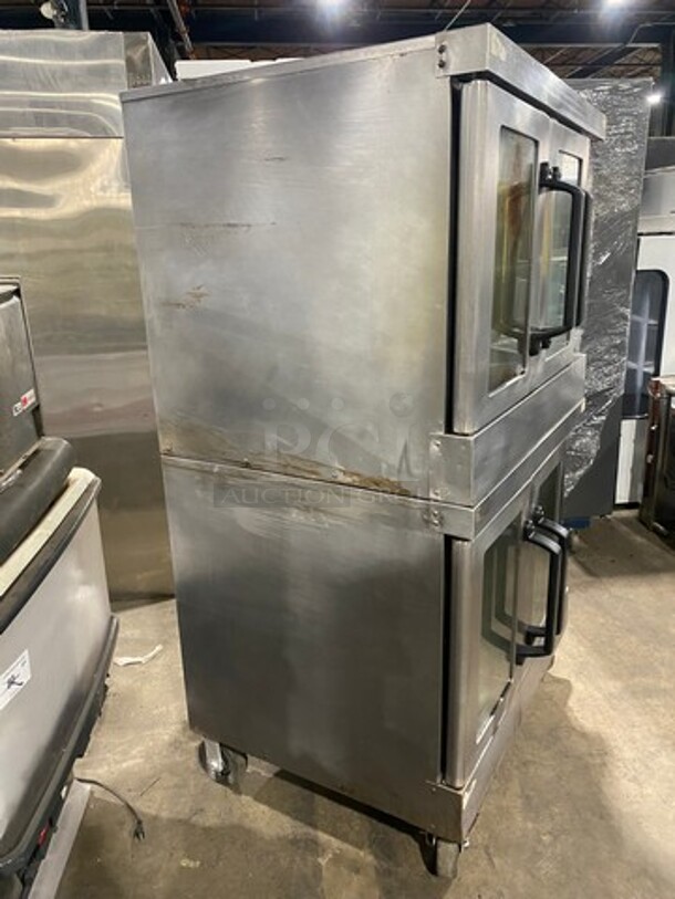 Vulcan Commercial Natural Gas Powered Double Deck Convection Oven! With View Through Doors! Metal Oven Racks! All Stainless Steel! On Casters! WORKING WHEN REMOVED!  2x Your Bid Makes One Unit! - Image 2 of 9