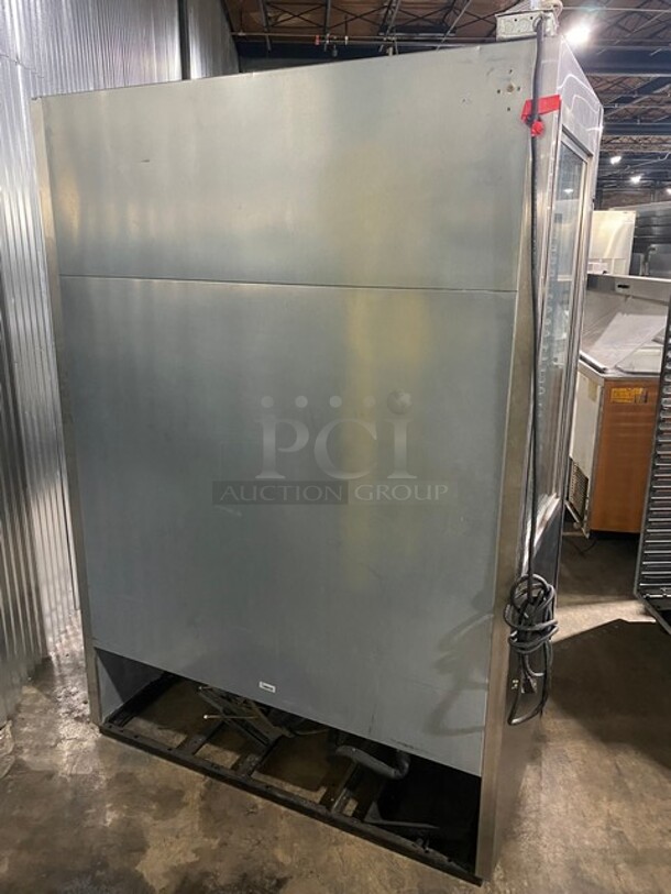 True Stainless Steel 2 Door Glass Display Cooler With Poly Racks!  - Image 3 of 8