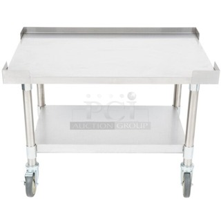 BRAND NEW SCRATCH & DENT! APW Wyott SSS-36C 16 Gauge Stainless Steel 36" x 24" Standard Duty Cookline Equipment Stand with Galvanized Undershelf and Casters. LOOKS PERFECT!! 36x24x25-3/4