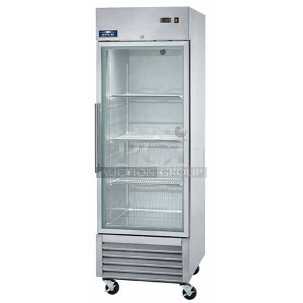 	BRAND NEW! Arctic Air AGR23 Stainless Steel Commercial Single Door Reach In Cooler Merchandiser w/ Poly Coated Racks. 115 Volts, 1 Phase. Tested and Working!
