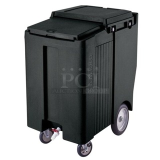 BRAND NEW SCRATCH & DENT! Cambro ICS200TB110 SlidingLid™ Black Mobile Ice Bin - 200 lb. Capacity Tall Model 23x34x39-1/2