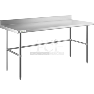 BRAND NEW SCRATCH & DENT! Regency 600WT30X72BS 30" x 72" 16 Gauge 304 Stainless Steel Commercial Open Base Work Table with 4" Backsplash. SEALED IN ORIGINAL PACKAGING!! 30 x 72 38