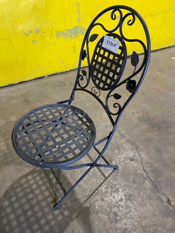 Black Metal Foldable Patio Chairs! 10x Your Bid! - Image 5 of 7