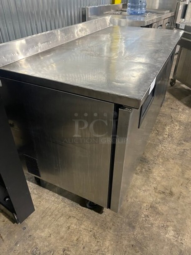 True Commercial 2 Door Work/Prep Top Lowboy Cooler! With Backsplash! All Stainless Steel! With Poly Coated Racks! On Casters! Model: TWT60 SN: 12972936! 115V 60HZ 1 Phase! - Image 4 of 8