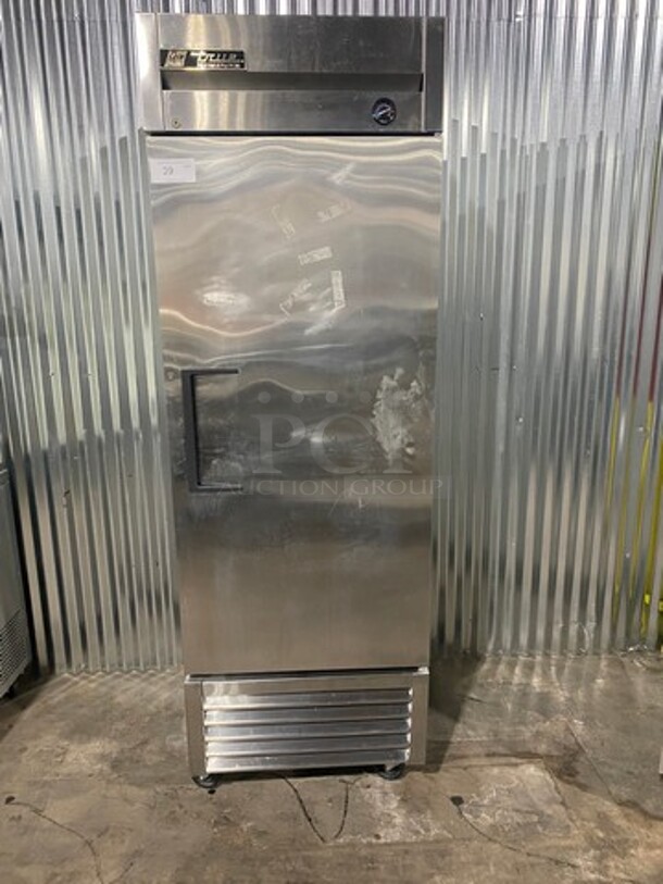 True Commercial Single Door Reach In Refrigerator! With Poly Coated Racks! All Stainless Steel! On Casters! Model: T23 SN: 5279908! 115V 60HZ 1 Phase!
