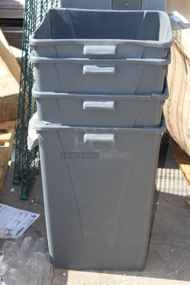 BRAND NEW SCRATCH & DENT! Set of 4 Carlisle 34393523 Gray 35 Gallon Square Polyethylene Centurian Waste Container With Handles. 4x Your Bid - Image 2 of 6