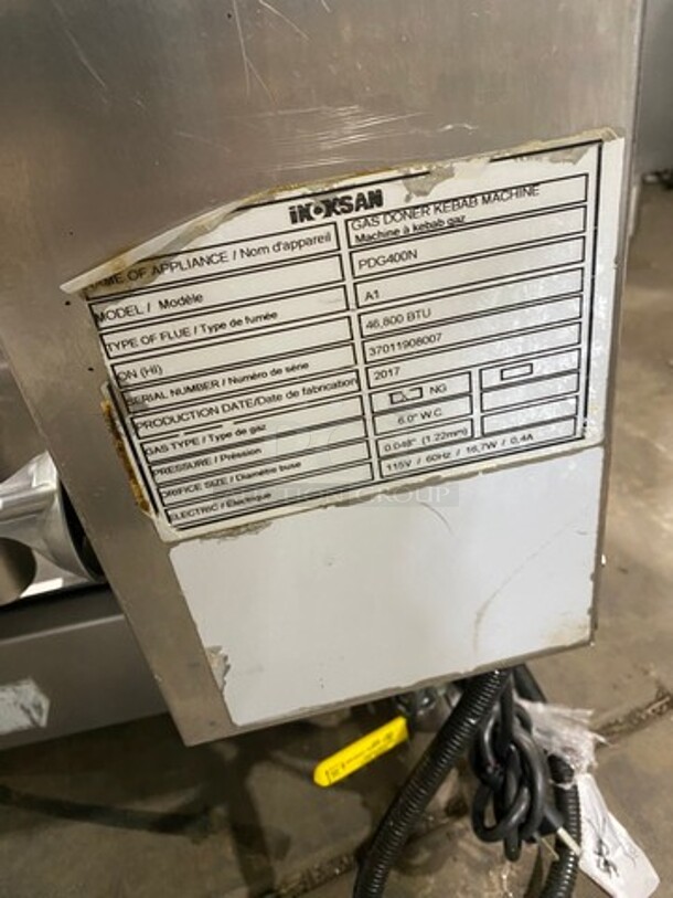 LATE MODEL! 2017 Inoksan Commercial Natural Gas Powered Kebab/ Gyro Machine! All Stainless Steel! Model: PDG400N SN: 37011908007 115V - Image 8 of 9