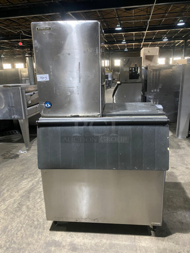 Hoshizaki Commercial Ice Making Machine! On Commercial Ice Bin! All Stainless Steel! On Legs! 2x Your Bid Makes One Unit! Model: KM500MWH SN: N11974D 115/120V 60HZ 1 Phase