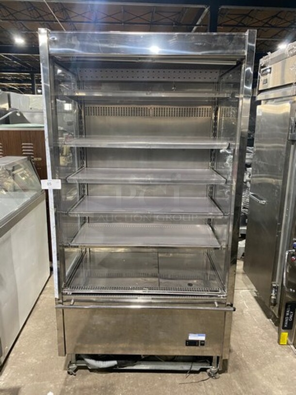 Grab N'Go Open Refrigerated Display Cooler Merchandiser! With Night Cover! Stainless Steel! On Casters!