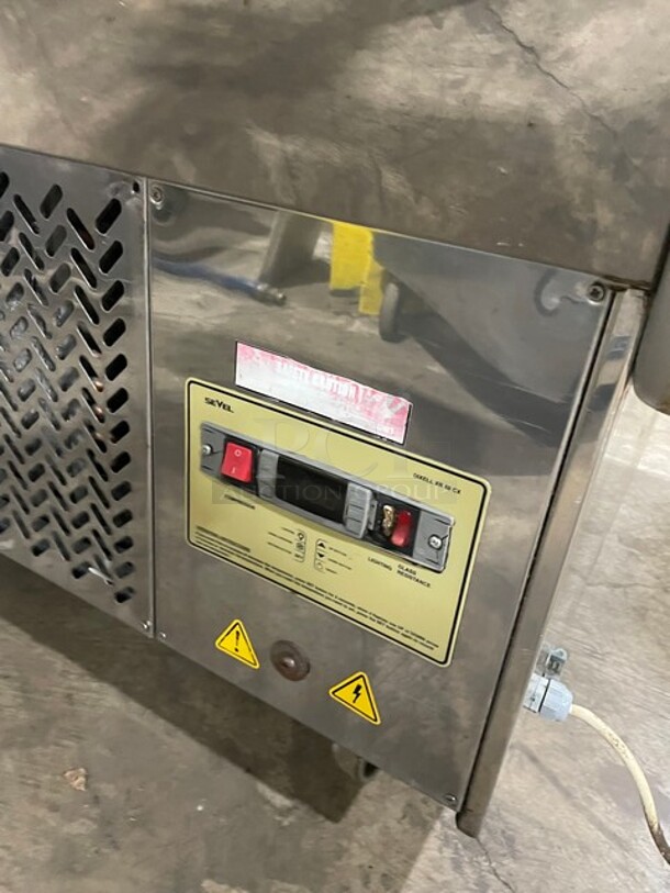 SeVel Commercial Refrigerated Bakery Display Case! With Tempered, Non-Glare, Lift-Up Curved Front Glass!  With Double Sliding Door Rear Access! With Rear Pull Out Loading Drawer! On Casters! - Image 6 of 8