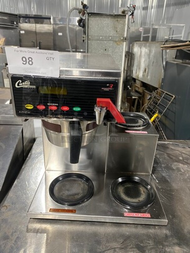 Curtis Stainless Steel Commercial Countertop 3 Burner Coffee Machine! With Hot Water Dispenser and Metal Brew Basket! Model ALP3GTR12A000 Sn:10791395 120V 1Ph  - Image 1 of 8