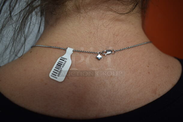 BRAND NEW! Ladies 14K White Gold Geometric Diamond Necklace - Image 3 of 4
